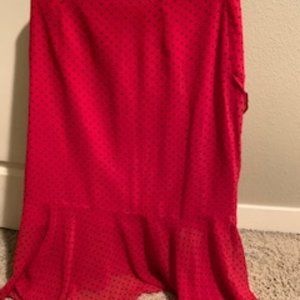 Polka Dot Mid Rise Seamed Ruffle A Line Skirt